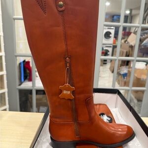 INC International Concepts Tall Zip Leather Riding Boots - Cognac